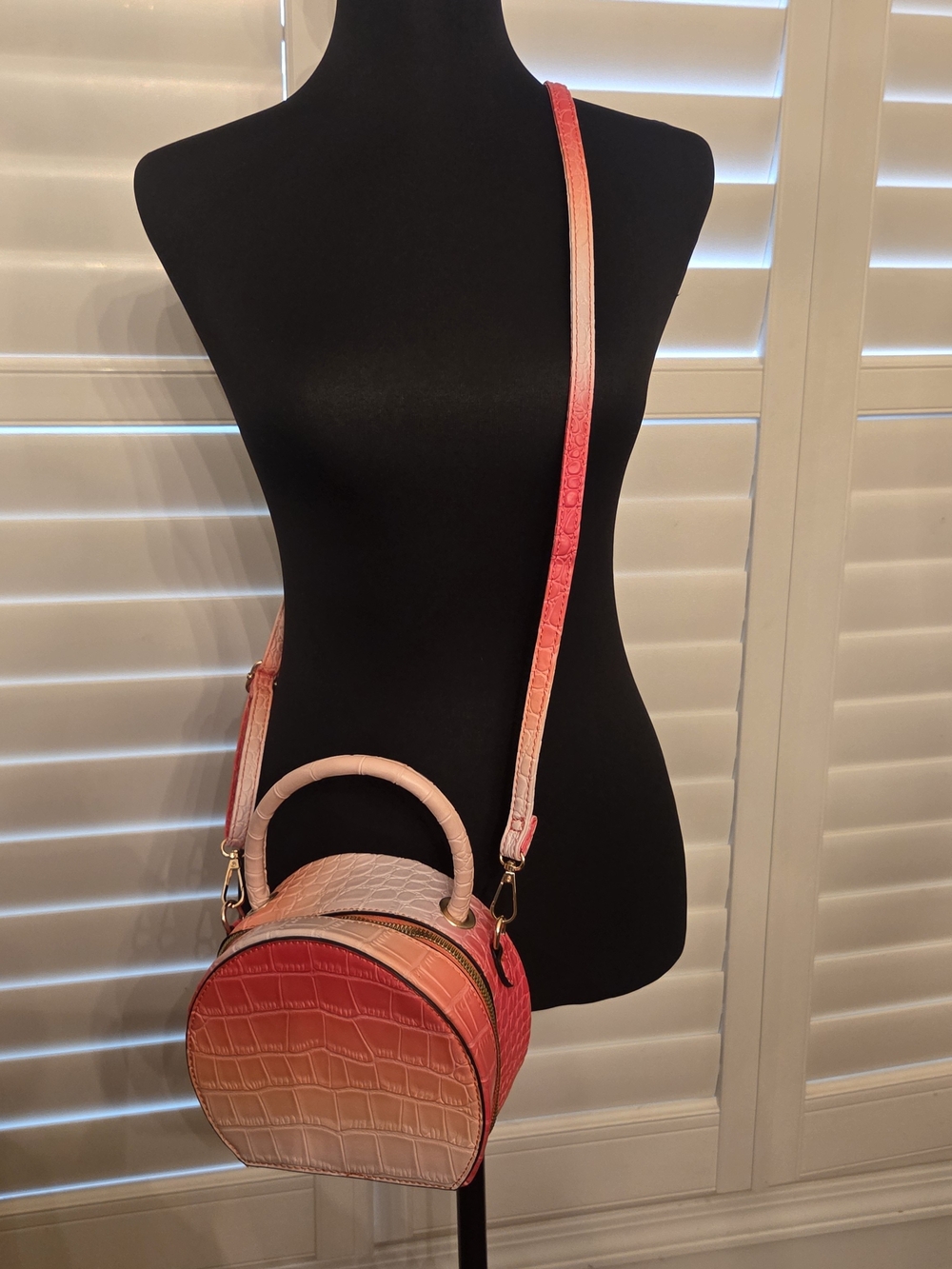 Ombre Pink to Coral Crossbody Bag with Top Handle